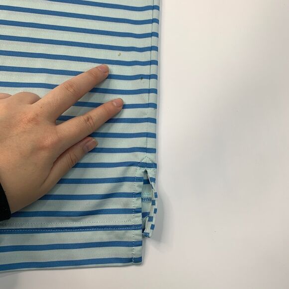 FootJoy FJ Shirt Men XL Extra Large Baby Blue Striped Stretch Shirttail Hem Polo - Picture 9 of 13